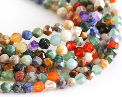 Multi Gemstone (Sodalite, Tiger Eye, Red Jasper, Aventurine) Star Cut Round 5-7mm
