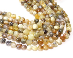 Yellow African Opal Faceted Puff Coin 6-6.5mm