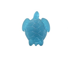 Peacock Blue Beach-Style Glass Small Sea Turtle Charm 18x23mm