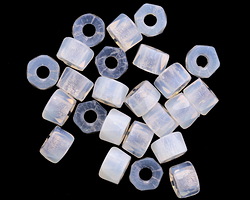 Czech Glass White Opal Large Hole Faceted Barrel 4x6mm