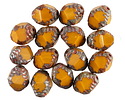 Czech Glass Pumpkin Picasso Etched Bicone 10x8mm