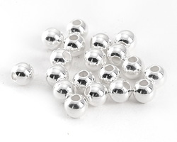 Silver (plated) Round Large Hole Bead 6mm (100 pieces)