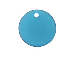 Peacock Blue Beach-Style Glass Flat Coin Pendant 25mm