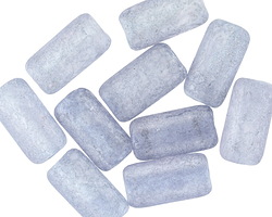 Czech Glass Textured Crystal w/ Icy Blue Wash Large Hole Tube 14x7mm