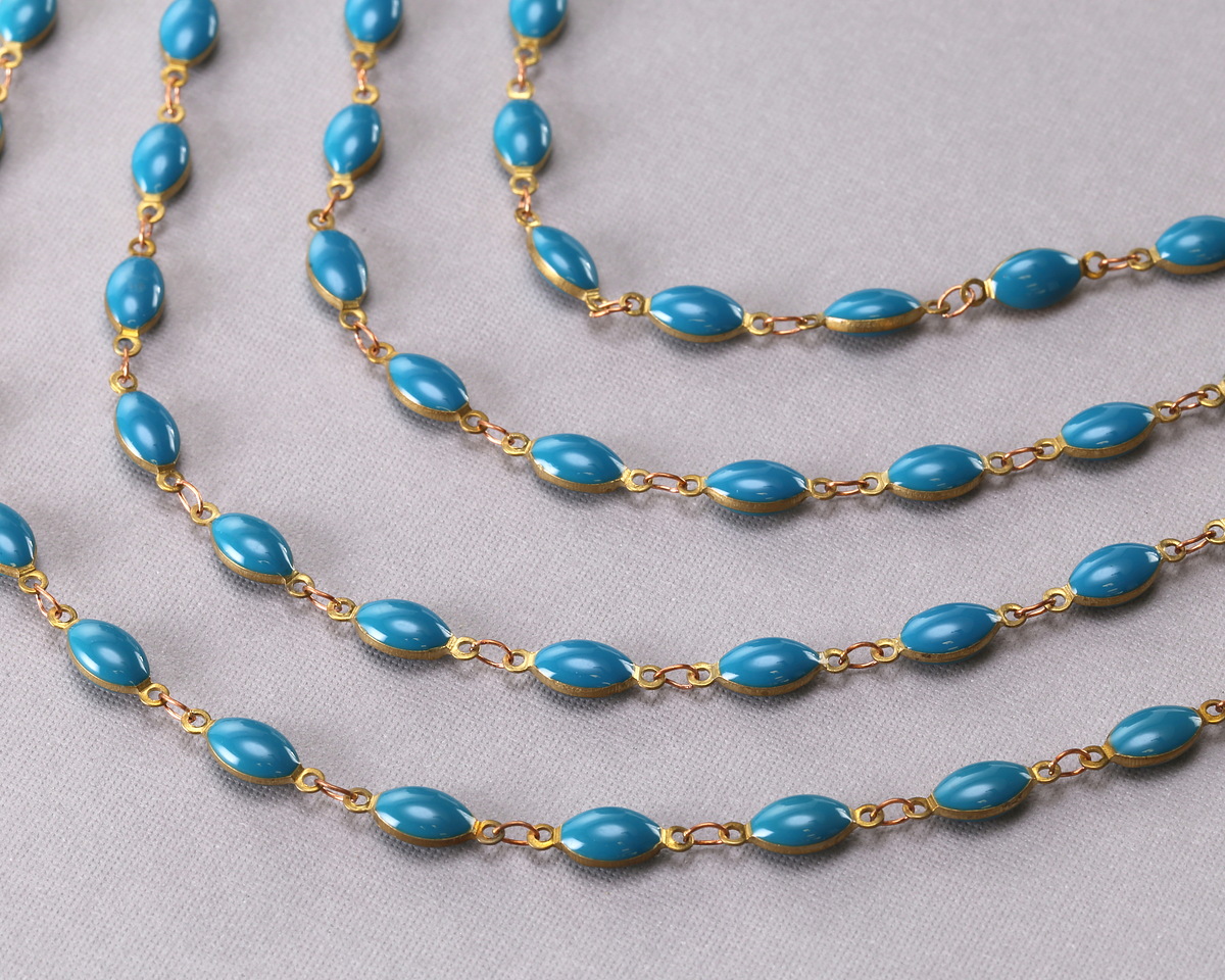 Zola Elements Sea Blue Oval Link Brass Chain
