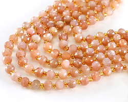 Peach Moonstone (A) Microfaceted Rondelle 5x6mm