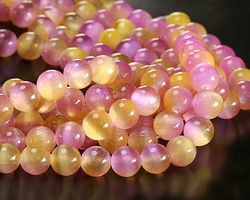 Pink & Mango Dual-Tone Selenite Round 8mm