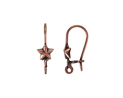 Antique Copper (plated) Star Earwire w/ Loop 9x18mm