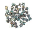 Czech Glass Bronzed Turquoise Cube 4mm