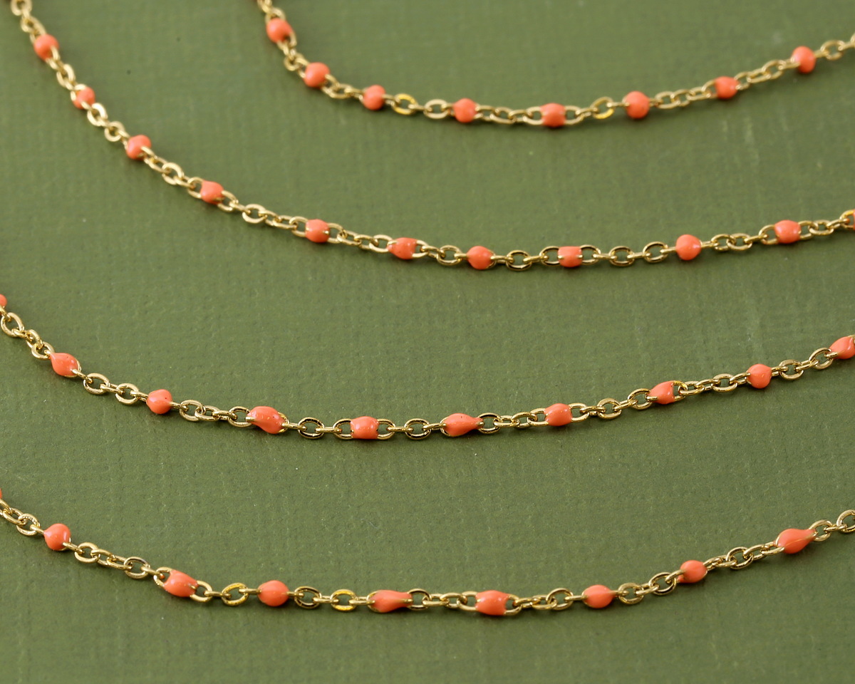 Gold (plated) Stainless Steel Peach Small Cable Chain, 8m spool