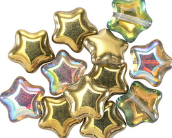 Czech Glass Crystal AB w/ Gold Star 12mm