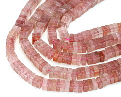 Strawberry Quartz Squaredelle 3x6mm