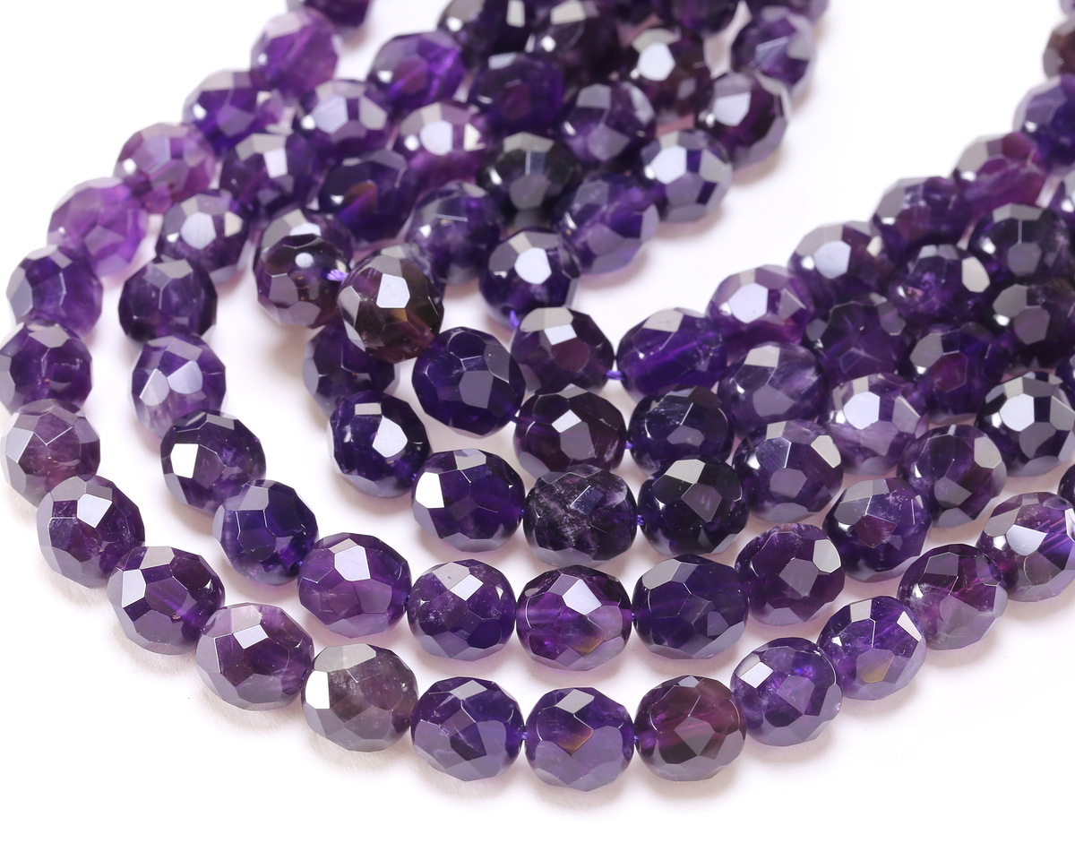 Amethyst Microfaceted Egg Nugget 10x9mm