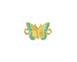 24K Gold (plated) Turquoise Enamel Butterfly Focal Link 16x11mm