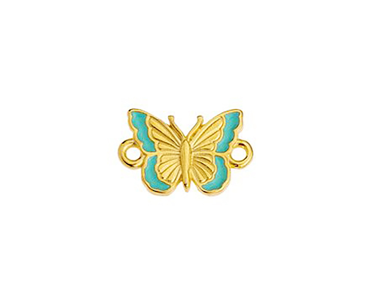 24K Gold (plated) Turquoise Enamel Butterfly Focal Link 16x11mm