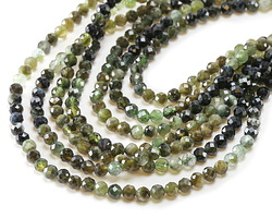 Green Tourmaline Ombré Microfaceted Round 4mm