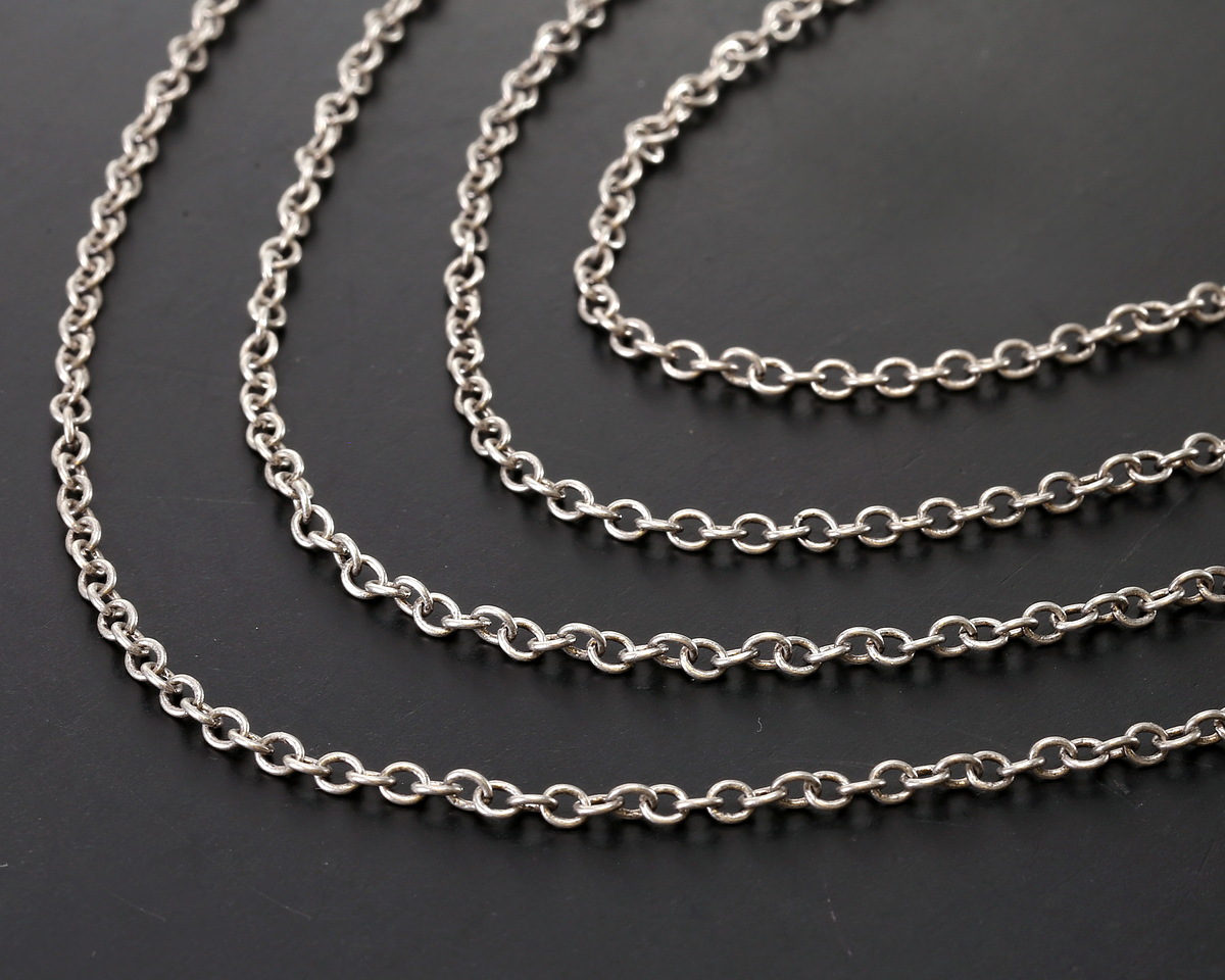 Antique Silver (plated) Round Wire Cable Chain, 50m Spool