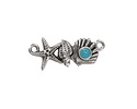Antique Silver (plated) Aqua Enamel Sea Elements Focal Link 26x11mm