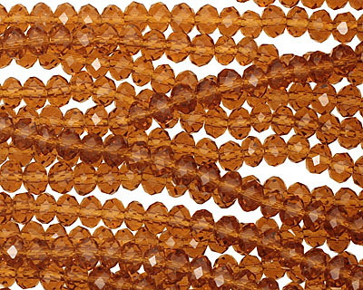 Dark Topaz Crystal Faceted Rondelle 4mm
