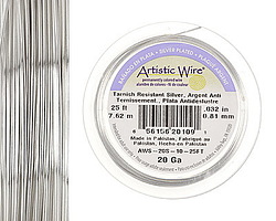 Artistic Wire Tarnish Resistant Silver 20 gauge, 25 feet