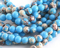 Ocean Blue Impression Jasper Round 6mm