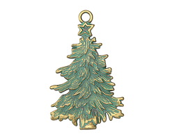 Patina Green Brass (plated) Christmas Tree Focal 42x68mm