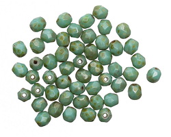 Czech Glass Green Turquoise Picasso Fire Polished Round 4mm