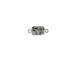 Abalone Rectangle Focal Link w/ Silver Finish 19-20x8mm