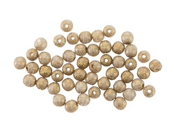 Czech Glass Etched White w/ Gold Round Druk 4mm
