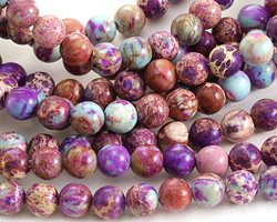 Purple & Turquoise Impression Jasper Round 6mm