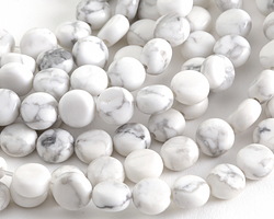 White Howlite Puff Coin 8mm