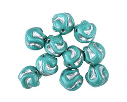 Czech Glass Turquoise w/ Silver Twisted Round 8mm