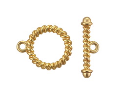 Satin Hamilton Gold (plated) Twisted Toggle Clasp 17.25mm, 23.3mm Bar