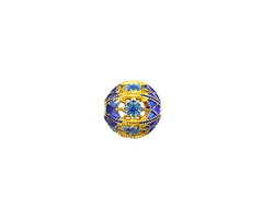 Cloisonné Blue & Aqua w/ Gold Finish Fluted Round 9.5mm
