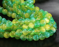 Sea Green & Yellow Dual-Tone Selenite Round 6mm