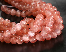 Pearlescent Pink Coral Selenite Round 6mm