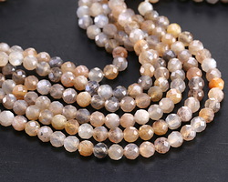 Gray Multi (light) Moonstone Faceted Round 4mm