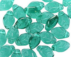 Czech Glass Island Blue Leaf Drop 7x12mm