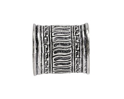 Mykonos Antique Silver (plated) Aztec Barrel 20x18mm