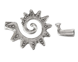 Mykonos Antique Silver (plated) Large Dotted Spiral Sun Clasp 43mm
