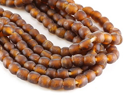 African Recycled Glass Rootbeer Tumbled Round 8-10mm