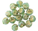 Czech Glass Textured Peruvian Blue Opal Mix w/ Bright Gold Wash Chandelier Cut 8mm