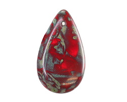 Czech Glass Red Picasso Teardrop 18x30mm