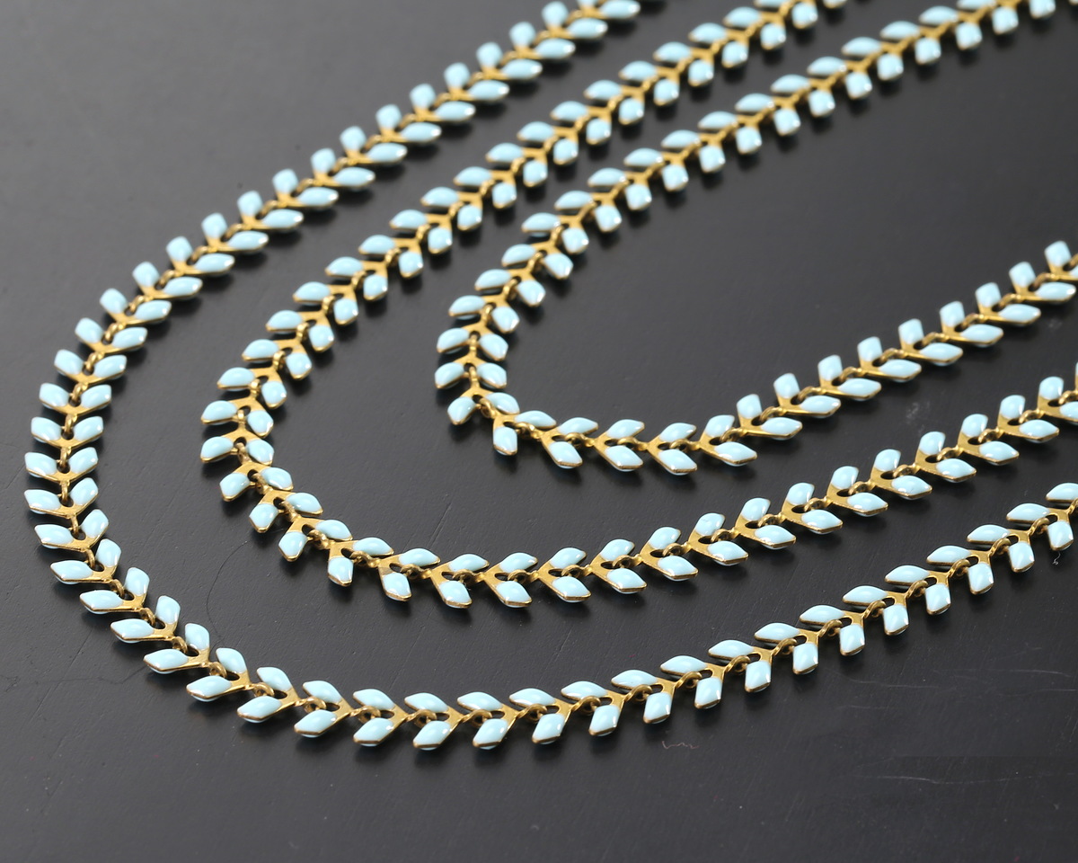 Zola Elements Robin's Egg Blue Chevron Brass Chain