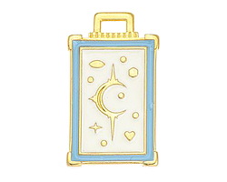 24K Gold (plated) Ivory & Sky Blue Enamel Tarot Card Focal 18x29mm