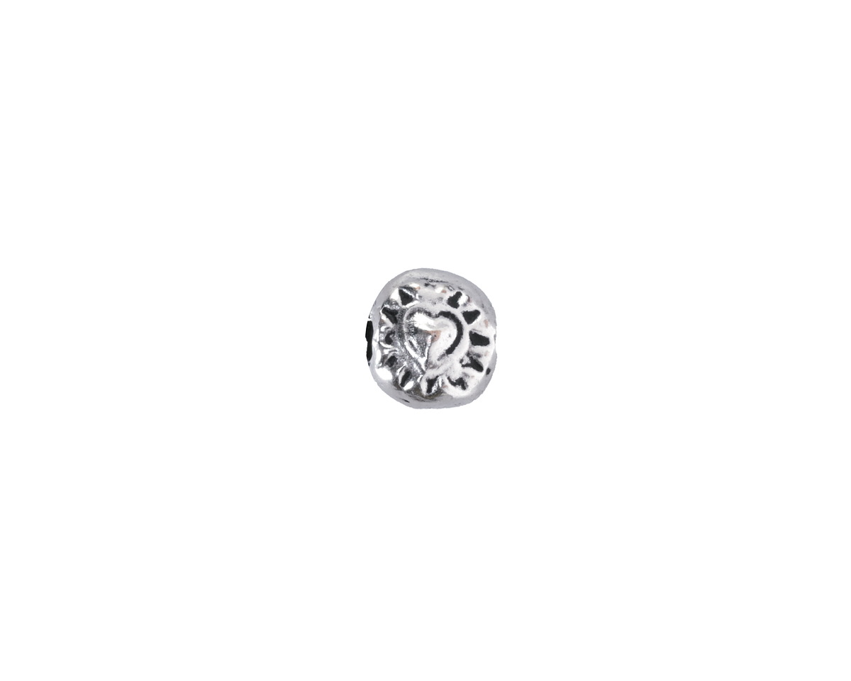 Mykonos Antique Silver (plated) Folksy Heart Bead 7mm