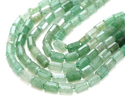 Green Strawberry Quartz Microfaceted Tube 7x10mm