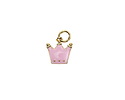 18k Gold (plated) Pink Enamel Crown Focal 9.5x10.5mm