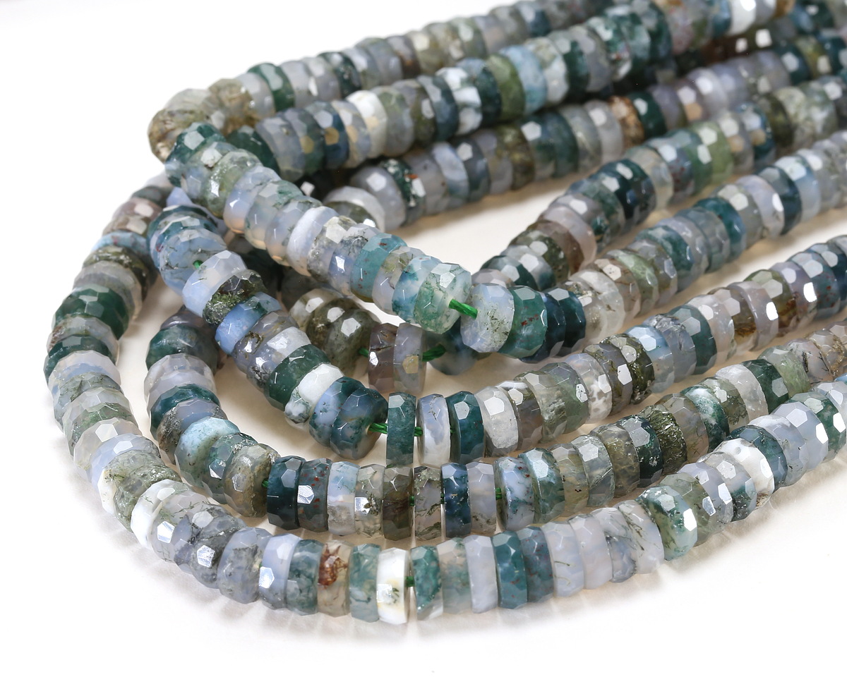 Moss Agate Microfaceted Heishi 2x6mm