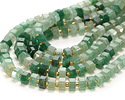 Green Strawberry Quartz Microfaceted Hexagon Heishi 4x8mm